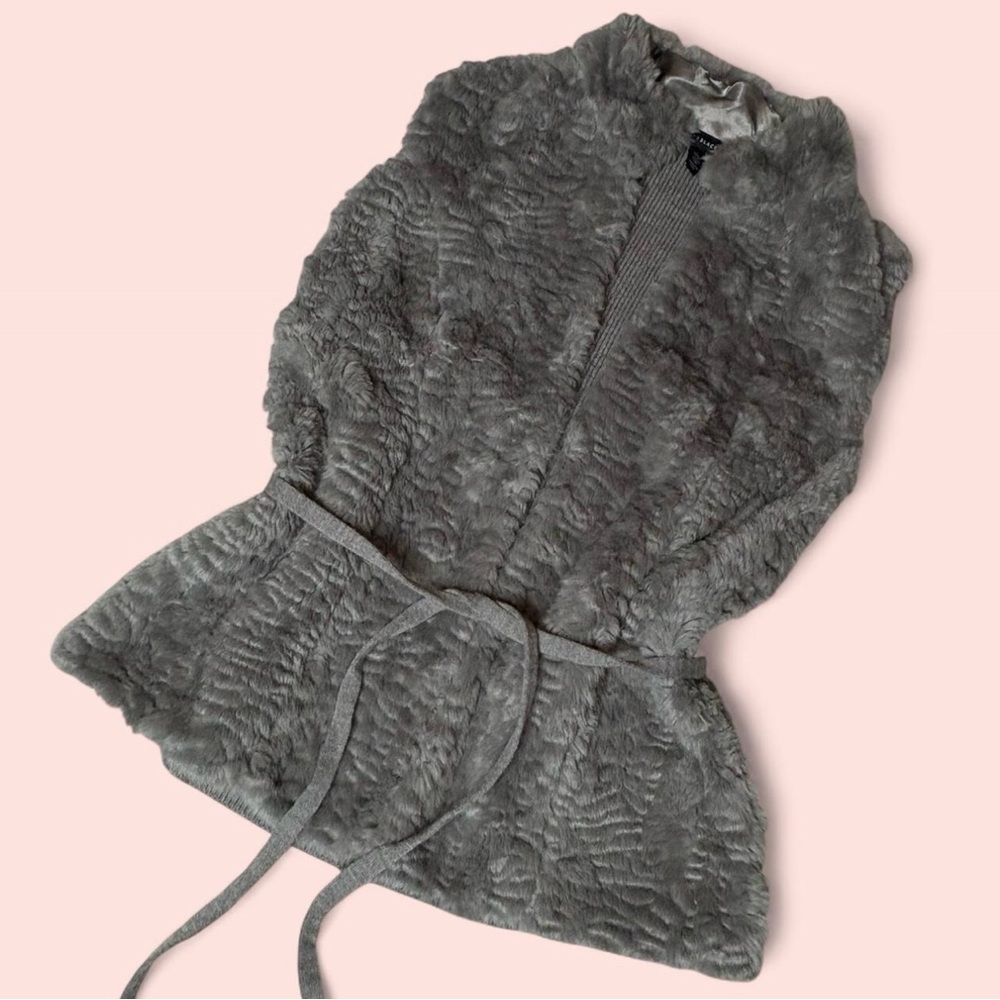 White House Black Market Gray Faux Fur Vest